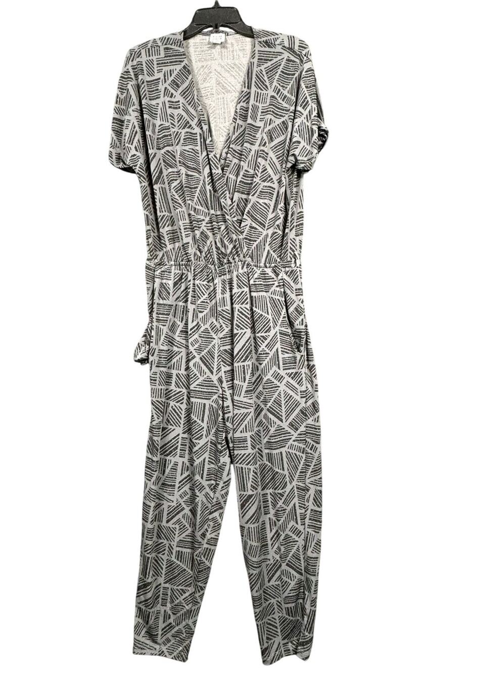 Peyton Jensen Jumpsuit Womens Large Geometric Pockets Elastic Waist Made USA